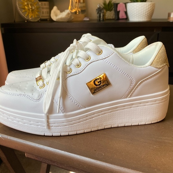 g by guess white sneakers